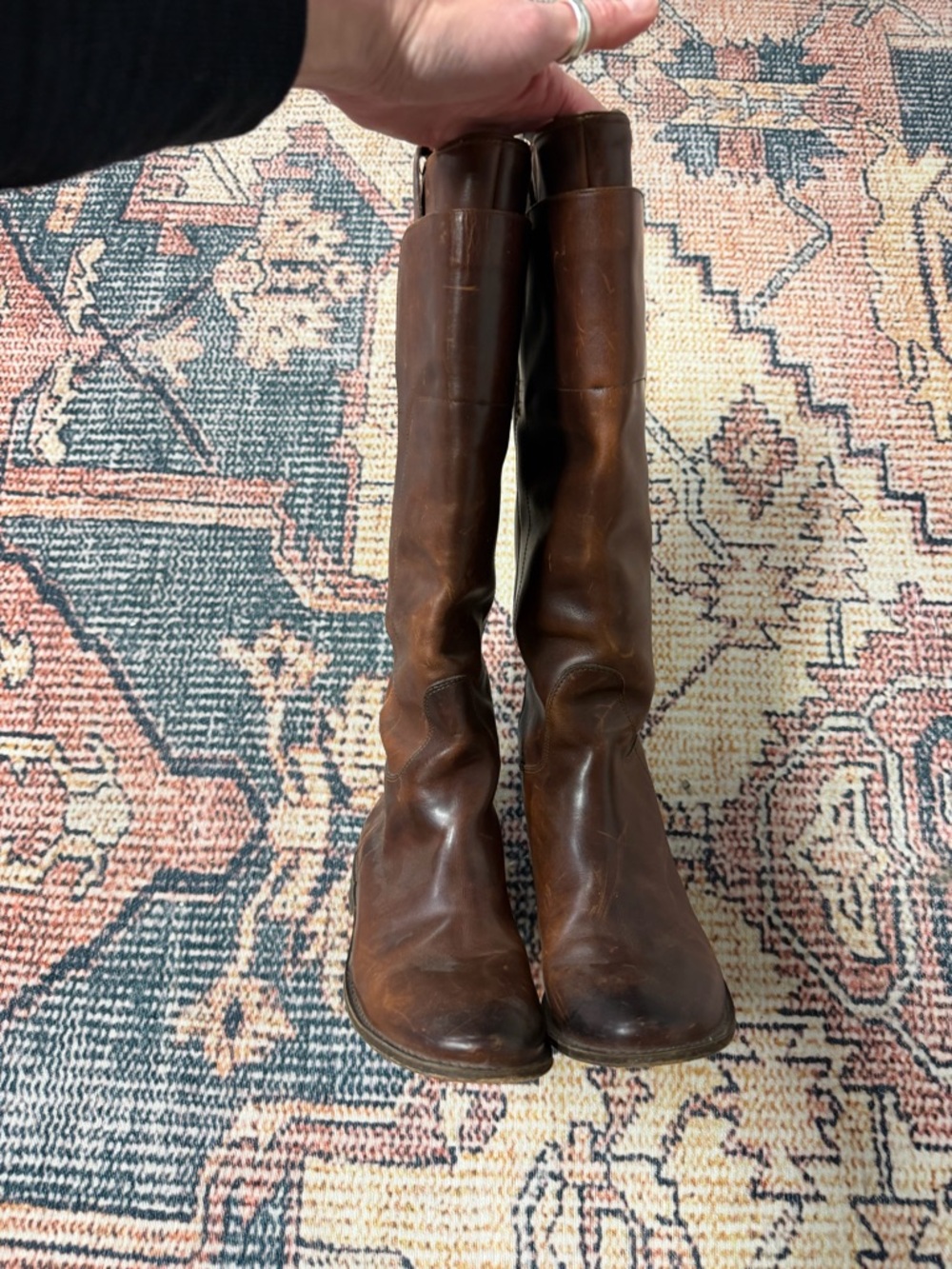 Frye Paige Leather Tall Riding Boots - Cognac - Picture 5 of 14